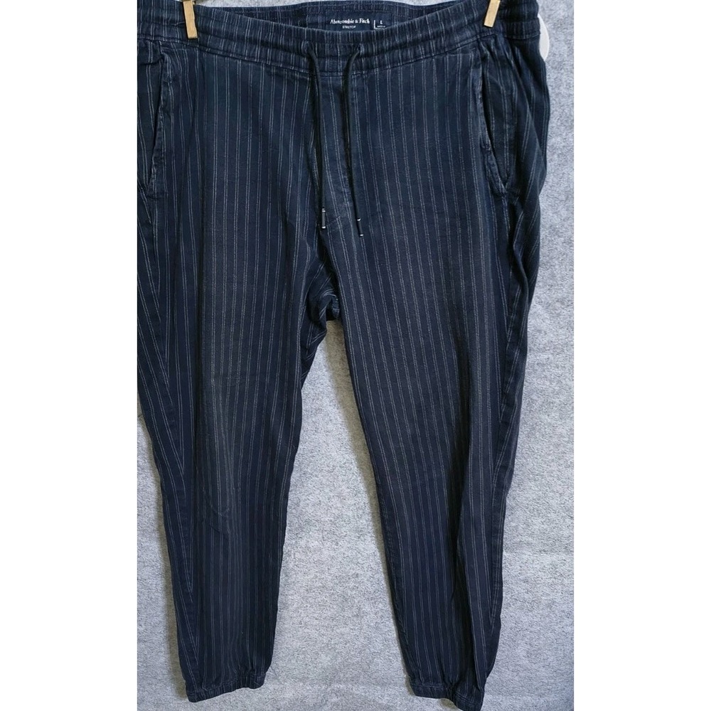 Vtg Abercrombie Fitch Men Blue/Gray Striped  Lounge Sleep Pajama Jogger Pants